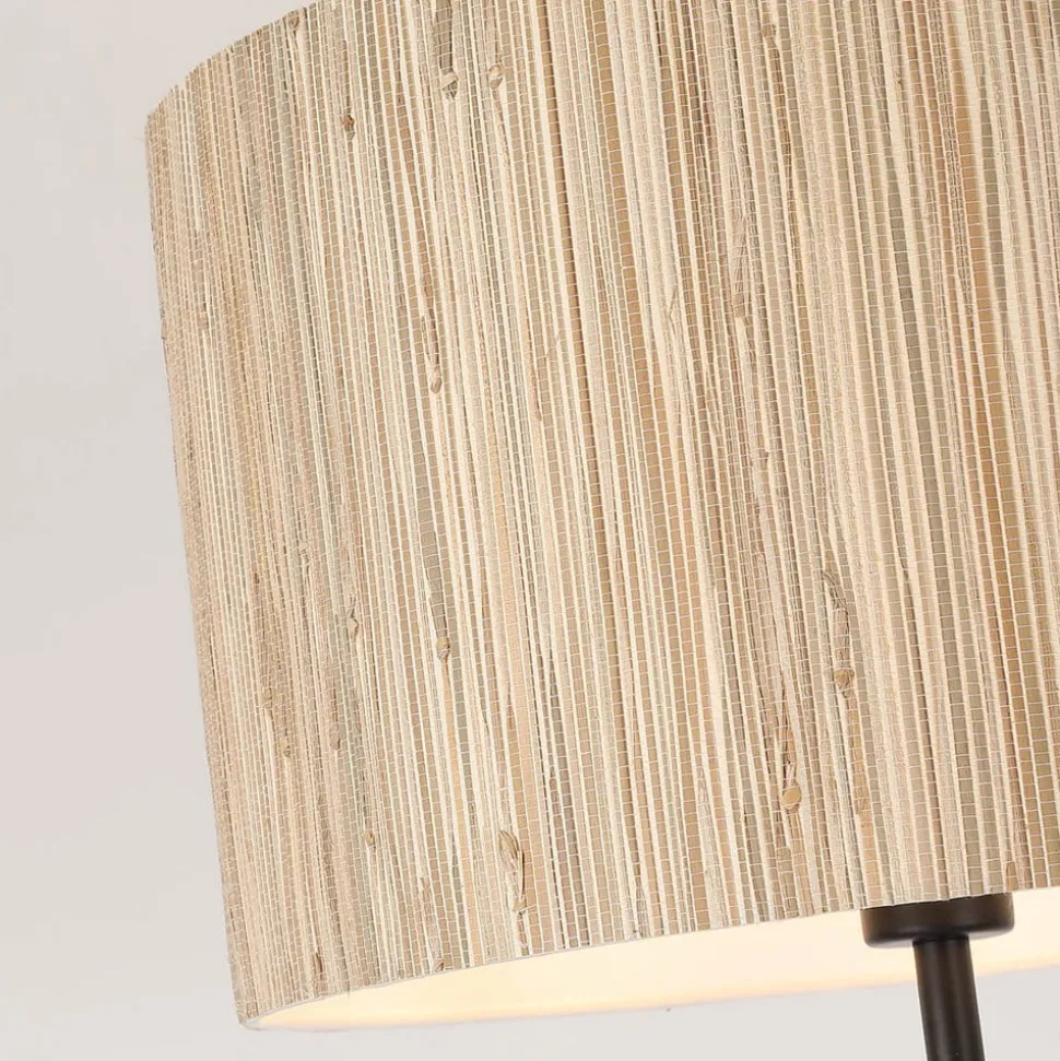 Meadow gulvlampe, sort, brun, naturfiber, stål