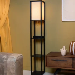 Menno gulvlampe, sort, 162,7 cm, trådløs oplader