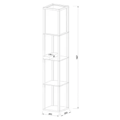 Menno gulvlampe, sort, 162,7 cm, trådløs oplader