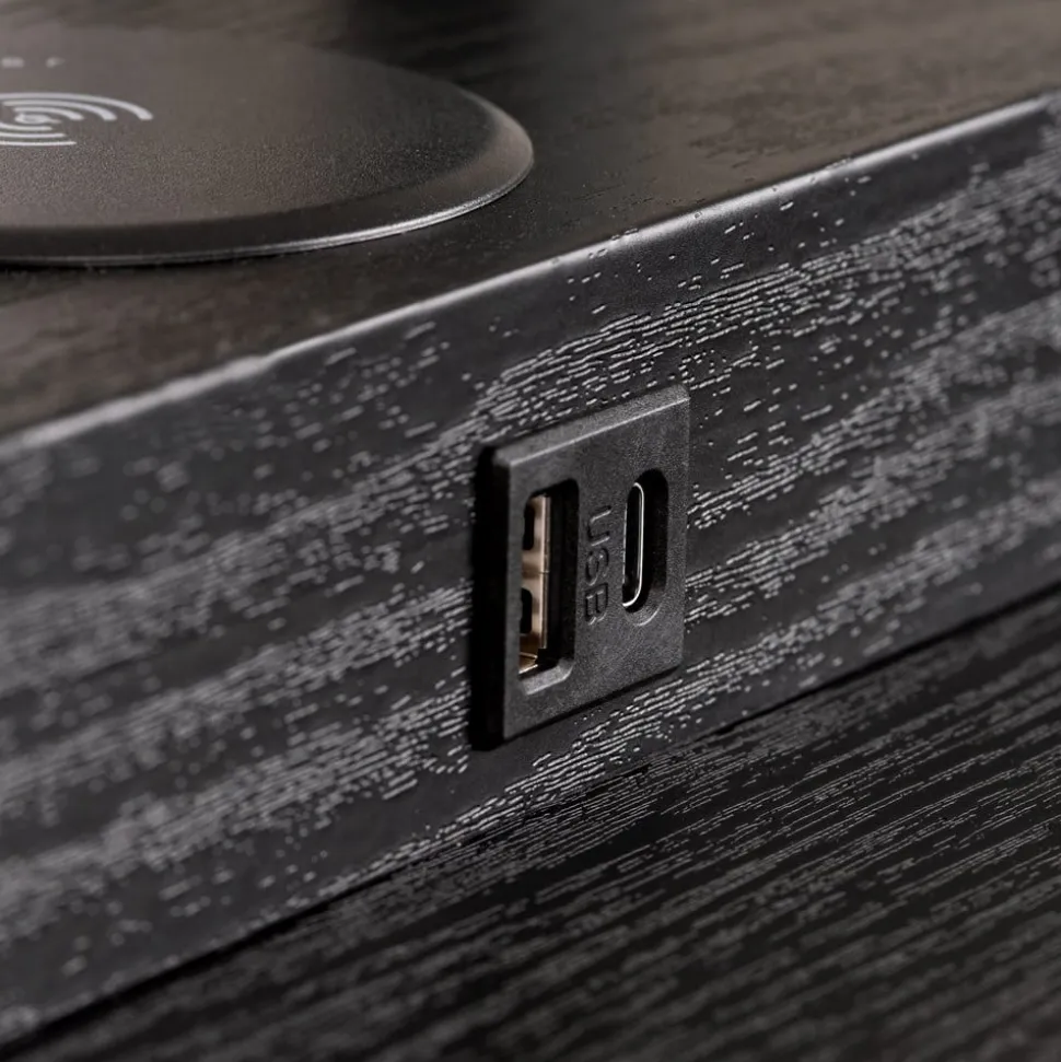 Menno gulvlampe, sort, 162,7 cm, trådløs oplader