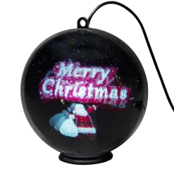 Merry Christmas 3D-hologramkugle, 64 LED'er