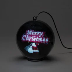 Merry Christmas 3D-hologramkugle, 64 LED'er