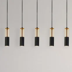 Merrygold pendellampe, sort/amber, metal, GU10, 5 lyskilder.