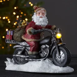 Merryville LED-dekolampe, julemand på motorcykel
