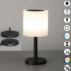 Milano Pro LED solcellebordlampe til udendørs brug, RGBW, fjernbetjening