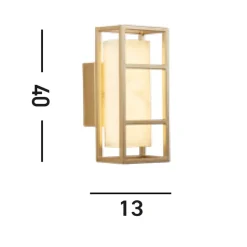 Mirage LED-væglampe, højde 40 cm, guld, stål, IP44