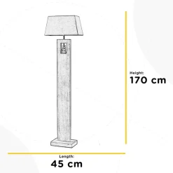 Miriel gulvlampe, højde 170 cm, tekstil, træ