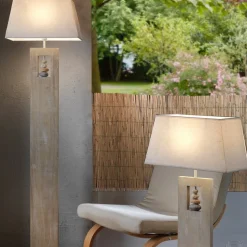 Miriel gulvlampe, højde 170 cm, tekstil, træ