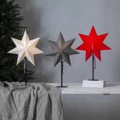 Mixa stående stjerne, metal/papir sort/hvid