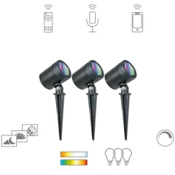 Müller Licht LED udendørs spotlight tint Flores, sæt med 3 stk