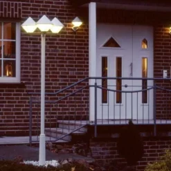 Moderne lygtepæl 181, hvid, 3 lyskilder