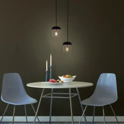 Moderne pendellampe Acorn, sort og kobber