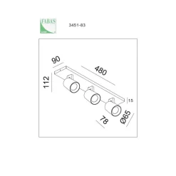 Modo spot, 3 lyskilder, sort, dekorative ringe, GU10, aluminium