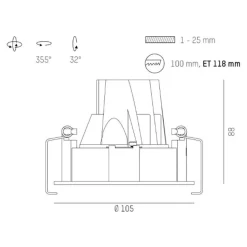 Molto Luce Dark Night R indbygning 2700K hvid/sølv