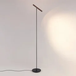 Molto Luce LED-gulvlampe Meyjo F, sort/kaffebrun, aluminium