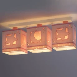 Moonlight børneloftslampe, tre lys, pink