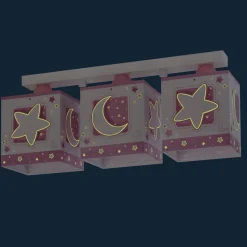 Moonlight børneloftslampe, tre lys, pink