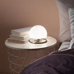 Morgana bordlampe, nikkel/hvid, touchdæmper, 3.000 K