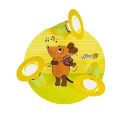 Mouse loftlampe, gul, Ø 29 cm, 3 lyskilder, træ