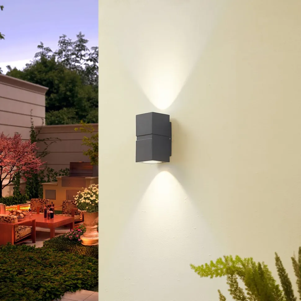 Mørkegrå LED udendørs væglampe Gabriela, 2-lys.
