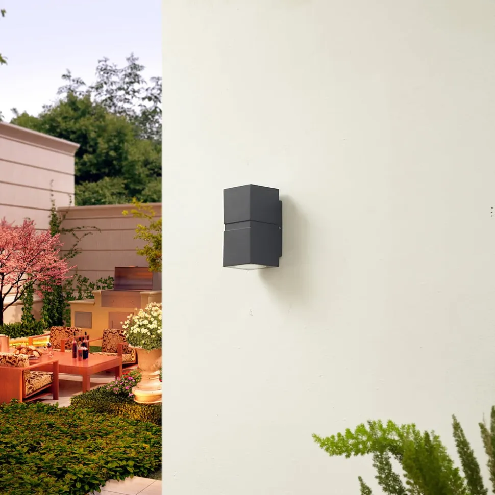 Mørkegrå LED udendørs væglampe Gabriela, 2-lys.