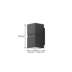 Mørkegrå LED udendørs væglampe Gabriela, 2-lys.