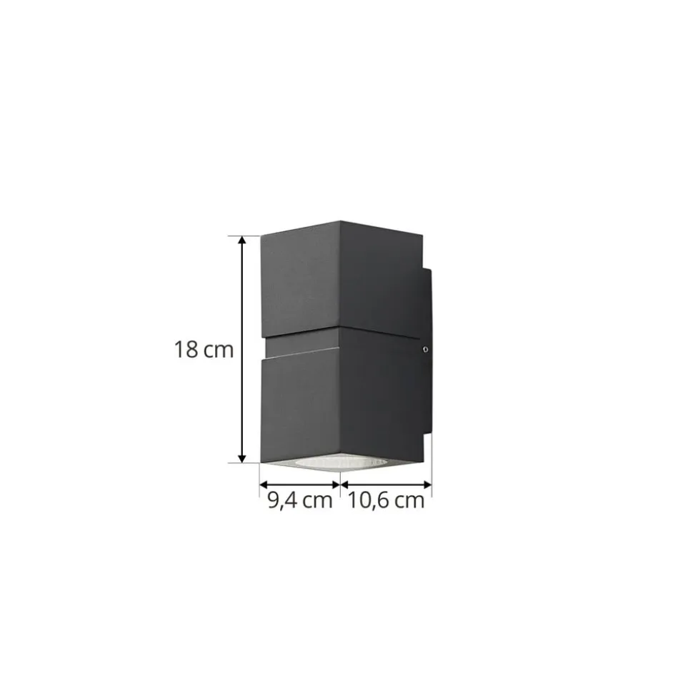 Mørkegrå LED udendørs væglampe Gabriela, 2-lys.