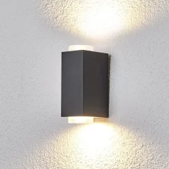 Mørkegrå udendørsvæglampe Jovan, 2 lyskilder