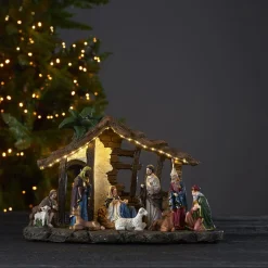Nativity LED-dekorationslampe, batteridrift, 37 cm