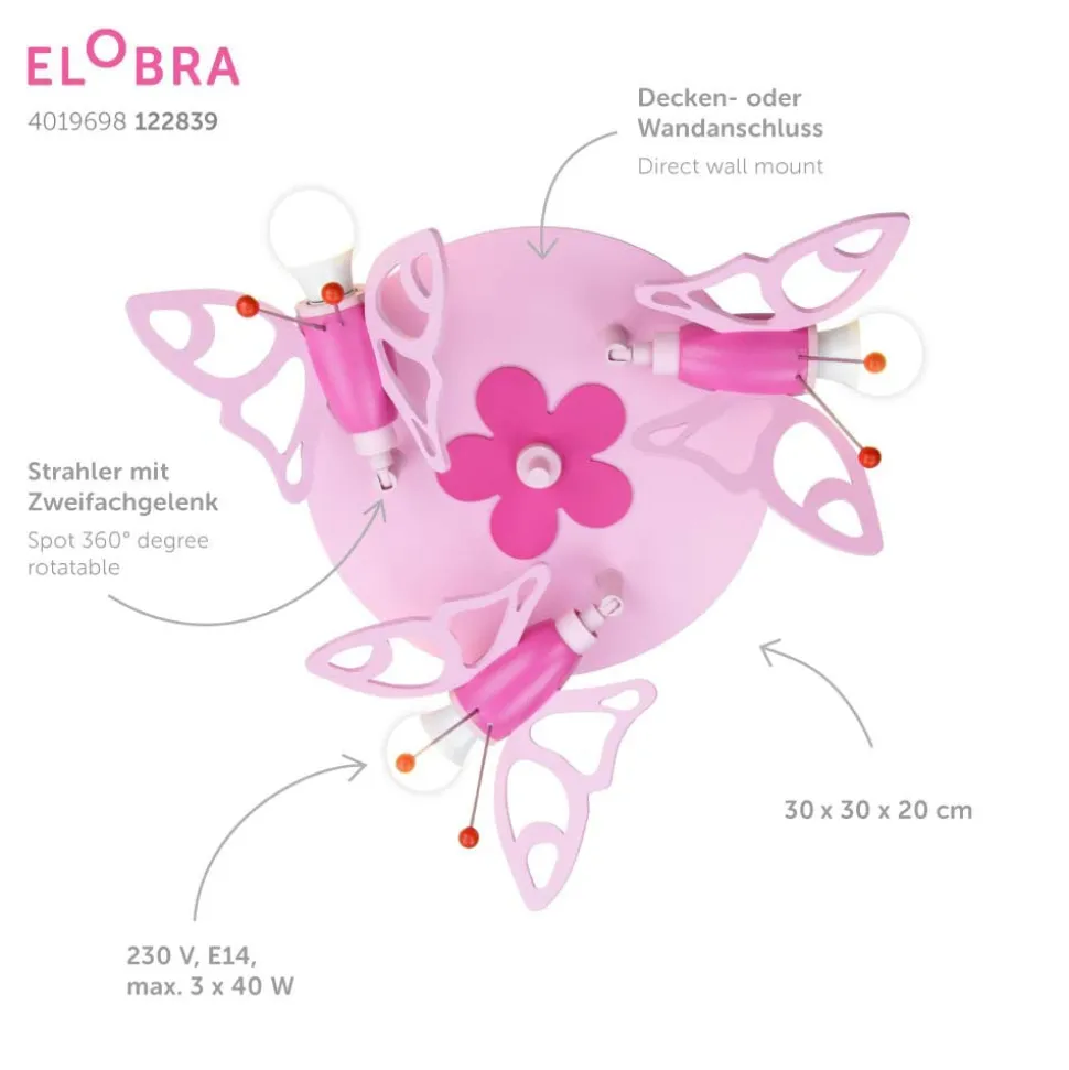 Natsværmer loftlampe til børneværelset 3 lyskilder