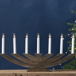 Navida vinduesstage, træ, 7 lyskilder, brun