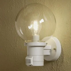 Nemi udendørs væglampe m. bevægelsessensor, hvid