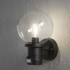 Nemi udendørs væglampe med bevægelsessensor, sort