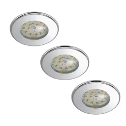 Nikas IP44 LED indbygningsspot, krom, 3 stk.
