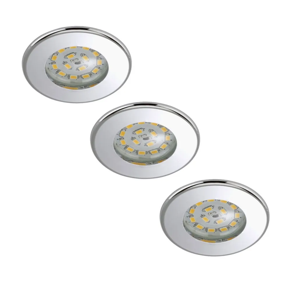 Nikas IP44 LED indbygningsspot, krom, 3 stk.