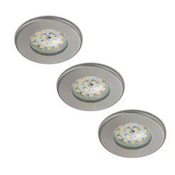 Nikas IP44 LED-indbygningsspot, nikkel, 3 stk.