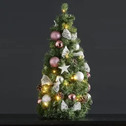 Noel LED-grankogle med sølv-/pinkfarvet dekoration