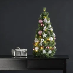 Noel LED-grankogle med sølv-/pinkfarvet dekoration