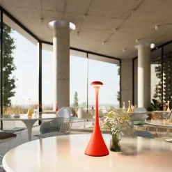 Nudrop LED-bordlampe, batteri, IP54, ildrød