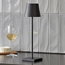 Nuindie LED genopladelig bordlampe, USB-C, sort, IP54, dæmpbar