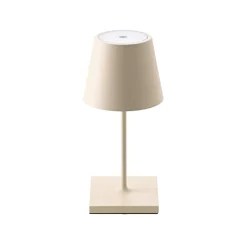 Nuindie mini LED genopladelig bordlampe, USB-C, beige, IP54, dæmpbar