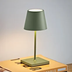 Nuindie mini LED genopladelig bordlampe, USB-C, salviegrøn, dæmpbar