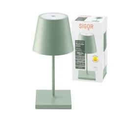 Nuindie mini LED genopladelig bordlampe, USB-C, salviegrøn, dæmpbar