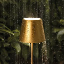 Nuindie mini LED genopladelig bordlampe, USB-C, guld, IP54, dæmpbar