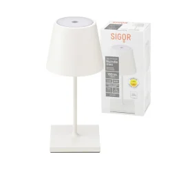 Nuindie mini LED genopladelig bordlampe, USB-C, hvid, IP54, dæmpbar