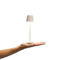 Nuindie pocket LED genopladelig bordlampe, beige, IP54, dæmpbar