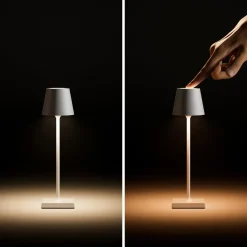 Nuindie pocket LED genopladelig bordlampe, beige, IP54, dæmpbar