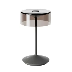 Numotion LED genopladelig bordlampe, grafit, glas, IP54, dæmpbar