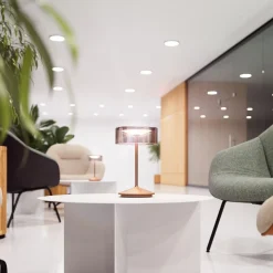 Numotion LED genopladelig bordlampe, bronze, glas, IP54, dæmpbar