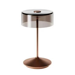 Numotion LED genopladelig bordlampe, bronze, glas, IP54, dæmpbar